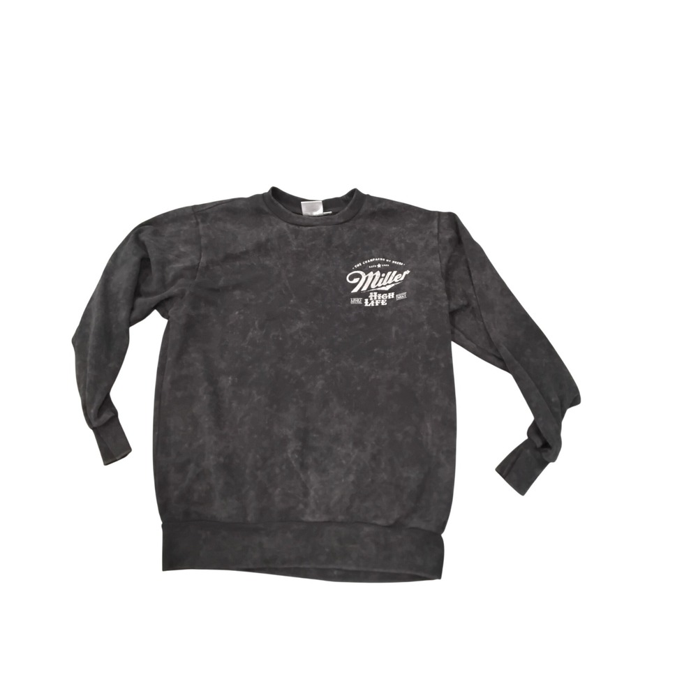 Miller High Life Acid Wash Sweatshirt Gray Crewneck Beer Graphic XS Mens Womens